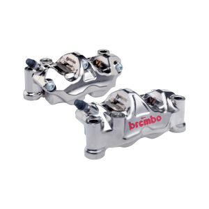 ブレンボ ブレンボ 220.B011.30 GP4-RX ラジアル CNC 4P キャリパー ニッケルコーティング レッドロゴ 左右セット φ32 取付ピッチ:130mm