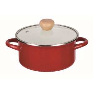 パール金属 パール金属 アミュレット ホーローガラス蓋両手鍋 18cm レッド HB-4882