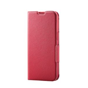 ELECOM エレコム エレコム PM-A21BPLFUJPND iPhone 13 レザーケース 手帳型 UltraSlim Flowers 薄型 磁石付き ディープピンク