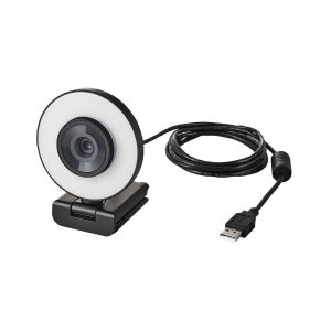 ELECOM エレコム エレコム UCAM-CX20ABBK Webカメラ 200万画素 オートフォーカス Full HD LEDリングライト搭載 ブラック