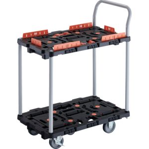 トラスコ中山 TRUSCO BT724KJ3S2-E100T 連結式樹脂製2段台車 ビートル 700X450 自在3輪 内2輪ストッパー付 柵 ハンドル付 メーカー直送 代引不可 北海道沖縄離島不可