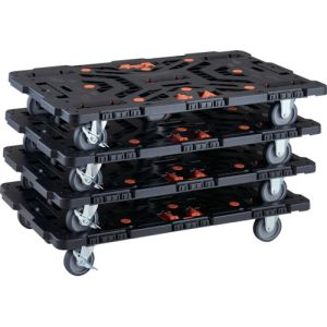 トラスコ中山 TRUSCO BT900J3S2-E100T-M4 連結式樹脂製平台車 ビートル 900X600 自在3輪 内2輪ストッパー付まとめ買い4台 メーカー直送 代引不可 北海道沖縄離島不可