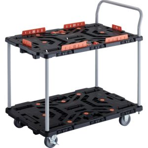 トラスコ中山 TRUSCO BT924KJ3S2-E100T 連結式樹脂製2段台車 ビートル 900X600 自在3輪 内2輪ストッパー付 柵 ハンドル付 メーカー直送 代引不可 北海道沖縄離島不可
