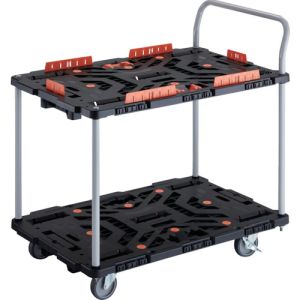 トラスコ中山 TRUSCO BT924KJ5S2-E100T 連結式樹脂製2段台車 ビートル 900X600 自在5輪 内2輪ストッパー付 柵 ハンドル付 メーカー直送 代引不可 北海道沖縄離島不可