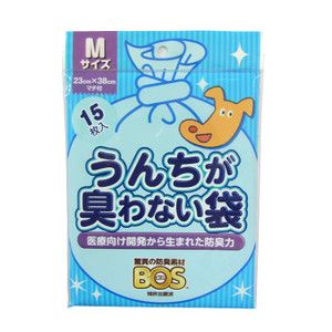 クリロン化成 KURILON クリロン化成 うんちが臭わない袋 BOS ペット用 Mサイズ 15枚入り 糞 防臭袋