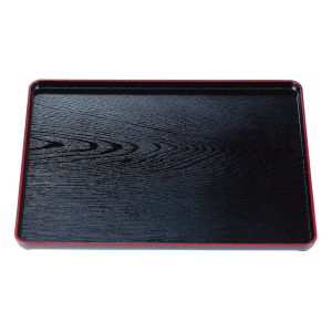 若泉漆器 若泉漆器 地木目長手盆 黒天朱 尺2寸 ABS樹脂