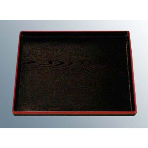 若泉漆器 若泉漆器 正角木目盆 黒天朱 尺2寸