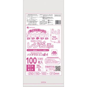 サンキョウプラ サンキョウプラ BPRHK-25 バイオマスプラスチック 25%配合レジ袋25号100枚 薄手ブロック有 半透明