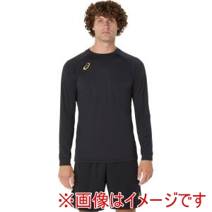 アシックス asics アシックス 2053A216 プラクティス長袖シャツ 背面ビックロゴ パフォーマンスブラックxピュアゴールド XL