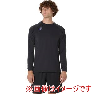 アシックス asics アシックス 2053A216 プラクティス長袖シャツ 背面ビックロゴ パフォーマンスブラックxブルーバイオレット S