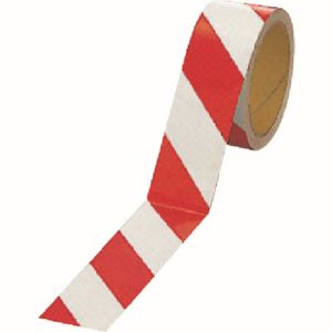 ユニット UNIT ユニット 374-11 反射トラテープ 赤/白 ポリエステル樹脂フィルム 45mm幅×10m