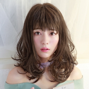 プリシラ プリシラ オール フリル カール ミディ 耐熱 ダークブラウン A-693-TDB