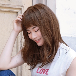 プリシラ プリシラ オール ウィッグ フレイ ウェーブ セミディ 耐熱 マロンブラウン A-706-TMB