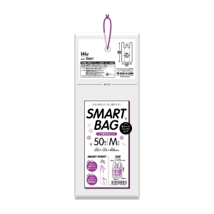 ハウスホールドジャパン ハウスホールドジャパン SMART BAG ひも付き レジ袋 M 白 コンパクトタイプ 50枚入り TN41