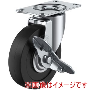 ユーエイキャスター YUEI ユーエイキャスター E-100RHES プレート式 自在 キャスター 導電ゴム 車輪径100mm ストッパー付き Eタイプ E-S型 取付寸法82×40
