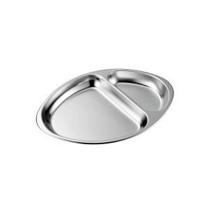 赤川器物製作所 赤川器物 2ツ割 深型 オーバル ランチ プレート ミラー仕様 18-8