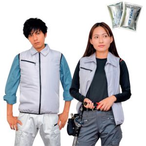 岡潮 岡潮 20203N-3L-0910 冷感保冷剤付き、空調ベスト+バッテリー付20203 シルバー 3L