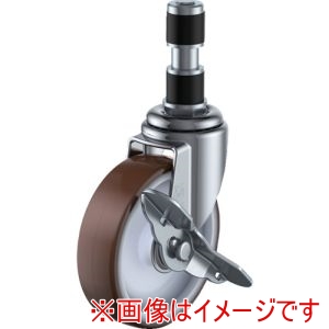 ユーエイキャスター YUEI ユーエイキャスター ETF-125URS-22 差し込み式 自在 キャスター ウレタン 車輪径125mm ストッパー付き Eタイプ ETF-S型 パイプ径22