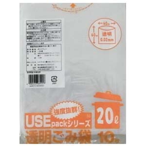 サンスクリット サンスクリット 透明ごみ袋 20L 10枚 USE16