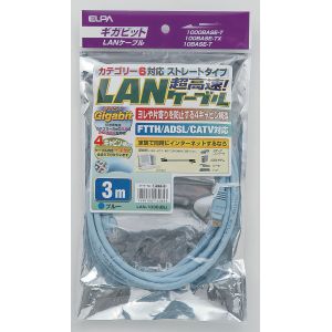 朝日電器 エルパ ELPA エルパ LAN-1030 BL CAT6LAN3M ELPA 朝日電器