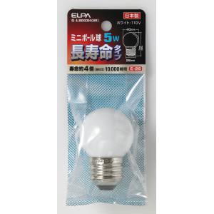 朝日電器 エルパ ELPA エルパ G-L8003H W ミニボール球 G405WE26W ロング ELPA 朝日電器