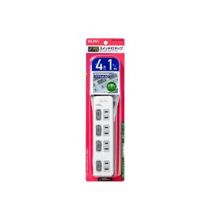 朝日電器 エルパ ELPA エルパ WLS-LU41EB W スイッチ付タップ LEDランプ 上挿し 4個口 1m ELPA 朝日電器