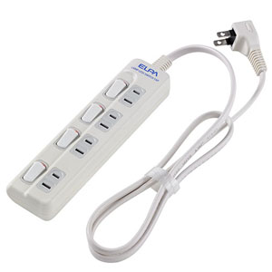 朝日電器 エルパ ELPA エルパ WLS-410EB W ランプレススイッチ付タップ 4個口 1m ELPA 朝日電器