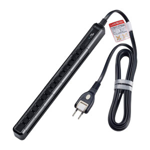 朝日電器 エルパ ELPA エルパ WBS-SL702SB B 耐雷7個口2Mスリム回転タップ ブラック ELPA 朝日電器