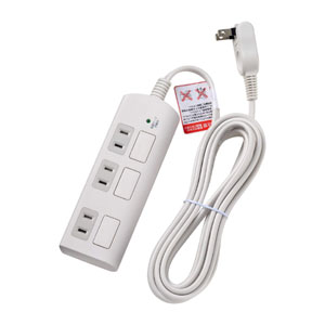 朝日電器 エルパ ELPA エルパ WBS-LS303F W 耐雷フラットスイッチ付タップ 3P 3m ELPA 朝日電器