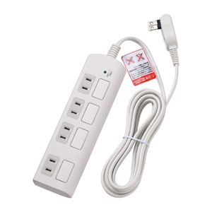 朝日電器 エルパ ELPA エルパ WBS-LS402F 耐雷フラットスイッチ付タップ 4P 2m ELPA 朝日電器