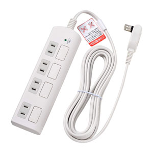 朝日電器 エルパ ELPA エルパ WBS-LS403F 耐雷フラットスイッチ付タップ 4P 3m ELPA 朝日電器