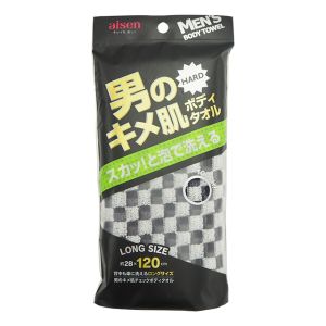 アイセン aisen アイセン 男のキメ肌 チェックボディタオル 28×120cm ブラック BY503