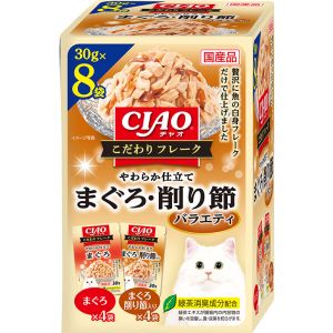 いなばペットフード いなば CIAO こだわりフレーク やわらか仕立て まぐろ 削り節バラエティ 30g×8袋