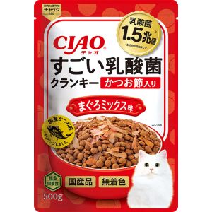 いなばペットフード いなば チャオ すごい乳酸菌 クランキー かつお節入り まぐろミックス味 500g 324130 CIAO