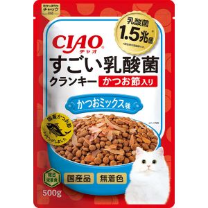 いなばペットフード いなば チャオ すごい乳酸菌 クランキー かつお節入り かつおミックス味 500g 324140 CIAO