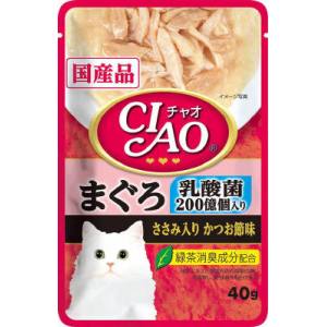 いなばペットフード いなば チャオ パウチ 乳酸菌入り まぐろ ささみ入りかつお節味 40g CIAO