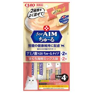 いなばペットフード いなば CIAOforAIM ちゅ～る 腎臓の健康に配慮 まぐろ海鮮ミックス味 14g×4本