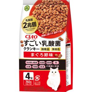 いなばペットフード いなば チャオ すごい乳酸菌 クランキー まぐろ節味 760g 190g×4袋 322370 CIAO