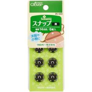 クロバー Clover クロバー スナップ 14mm 6組入り 黒 26-553