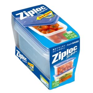 旭化成ホームプロダクツ 旭化成 ジップロックコンテナー 長方形 510ml 2個入