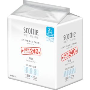 クレシア クレシア 77019 スコッティ ウェットティシュー除菌 アルコールタイプ 120枚詰替え用2個パック 単位:PK