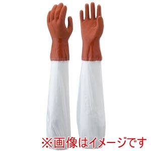 ショーワグローブ SHOWA ショーワグローブ NO645-LL 腕カバー付手袋 No645腕カバー付ニュービニローブ オレンジ/ホワイト LLサイズ