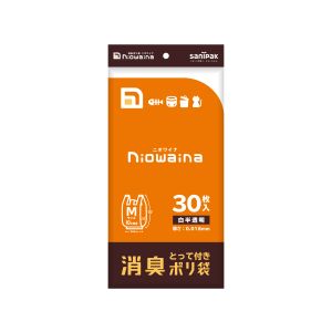 日本サニパック サニパック SY18 ニオワイナ消臭袋 とって付き Mヘッダー白半透明30枚