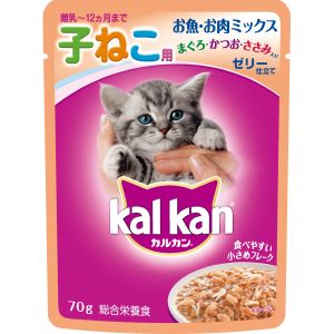 マース MARS マース カルカン パウチ 12ヵ月までの子ねこ用 お魚 お肉ミックス まぐろ かつお ささみ入り 70g