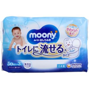 ユニチャーム Unicharm ユニチャーム ムーニーおしりふき トイレに流せるタイプ 詰替用 50枚×3個パック