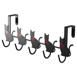 山崎実業 Yamazaki 山崎実業 ドアハンガー 猫 5連 横型 ブラック 7935