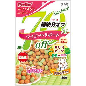 ペティオ Petio ペティオ おいしくスリム 脂肪分約70%オフ ササミビッツ 野菜入りミックス 80g 犬おやつ