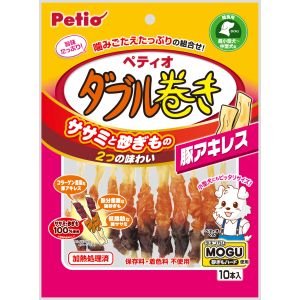 ペティオ Petio ペティオ ササミ+チキンガムMOGU ダブル巻き 豚アキレス 10本入