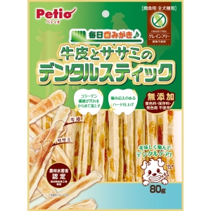 ペティオ Petio ペティオ 毎日歯みがき 牛皮とササミのデンタルスティック 80g