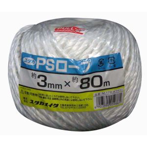 ユタカメイク Yutaka ユタカメイク M176 荷造り紐 PSロープ玉巻 3mm×80m ホワイト